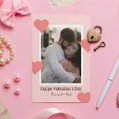 Soft Pink Heart Photo Valentine Memory シーズンカード