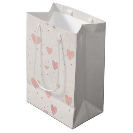 Soft Pink Hearts Gift Bag ミディアムペーパーバッグ