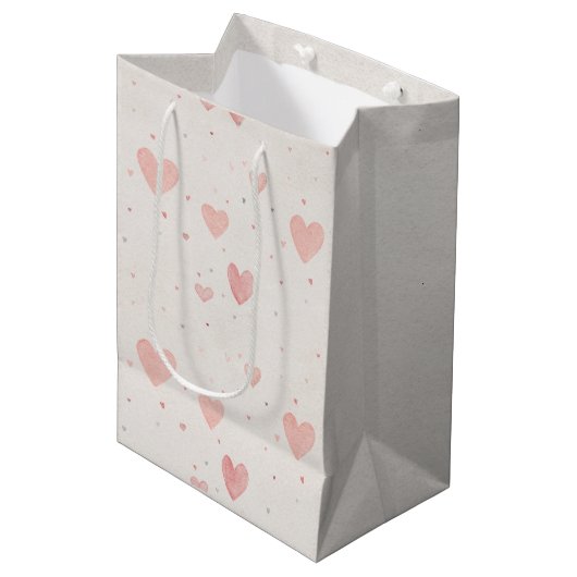 Soft Pink Hearts Gift Bag ミディアムペーパーバッグ (正面アングル)