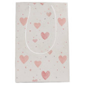 Soft Pink Hearts Gift Bag ミディアムペーパーバッグ (正面)