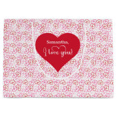 Soft Pink Hearts I Love You Personalized Valentine ラージペーパーバッグ (正面)