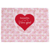 Soft Pink Hearts I Love You Personalized Valentine ラージペーパーバッグ (裏面)