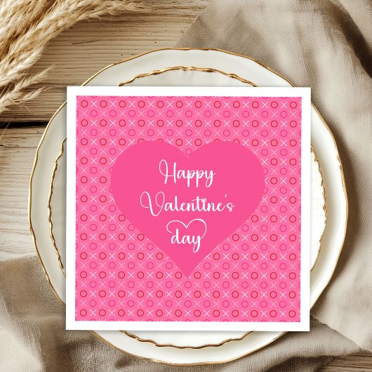 Soft Pink Hearts Valentine Table Napkins スタンダードカクテルナプキン