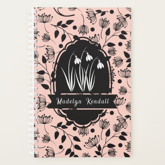 Soft Pink Laurentian Floral Pattern Custom Name プランナー手帳 (正面)