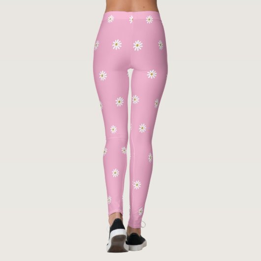 Soft Pink Leggings with Blooming Flower Pattern レギンス (裏面)