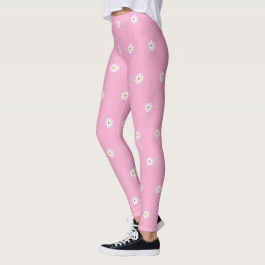 Soft Pink Leggings with Blooming Flower Pattern レギンス (左)