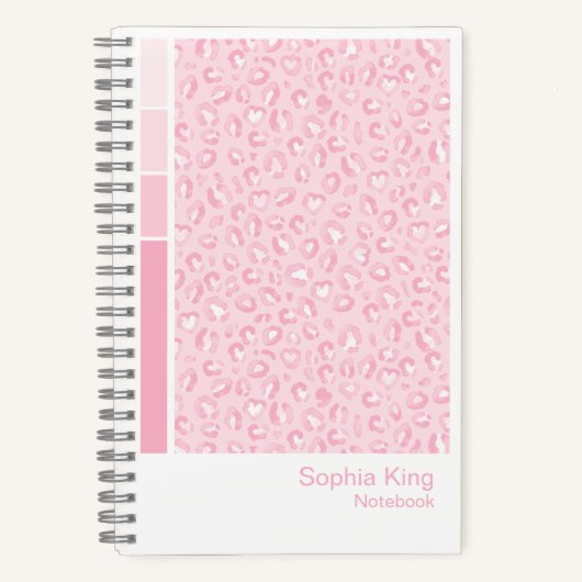 Soft Pink Leopard Vertical Palette Notebook ノートブック (正面)