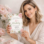 Soft Pink Magnolia and Peony 40th Birthday  招待状