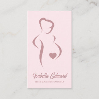 Soft Pink Maternity Doula Identity Illustration 名刺