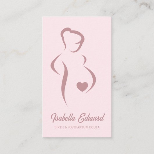 Soft Pink Maternity Doula Identity Illustration 名刺 (正面)