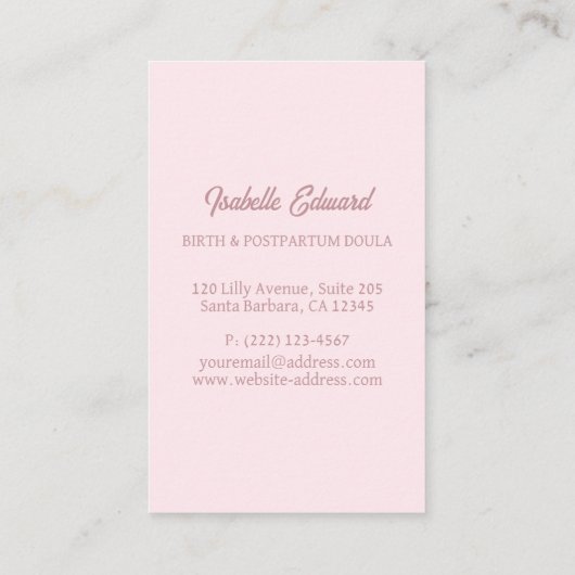 Soft Pink Maternity Doula Identity Illustration 名刺 (裏面)