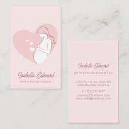 Soft Pink Maternity Doula Identity Illustration 名刺