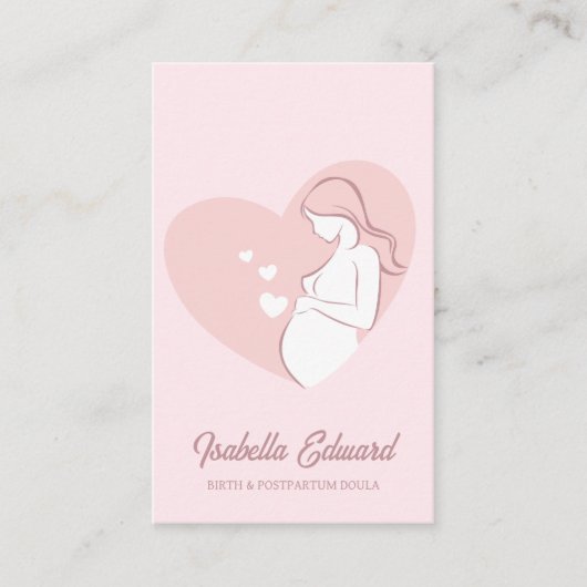 Soft Pink Maternity Doula Identity Illustration 名刺 (正面)