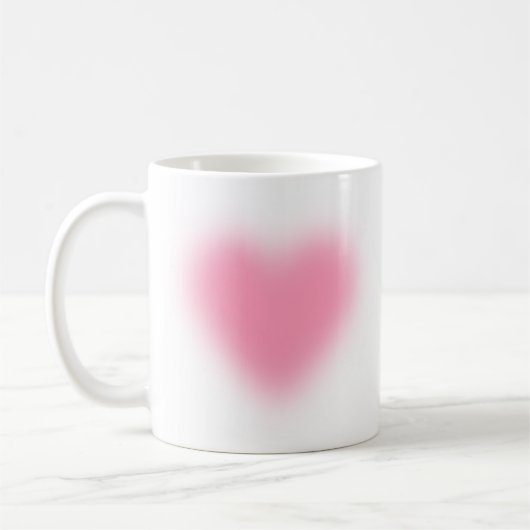 Soft Pink Minimalist Heart Coffee Mug コーヒーマグカップ (左)