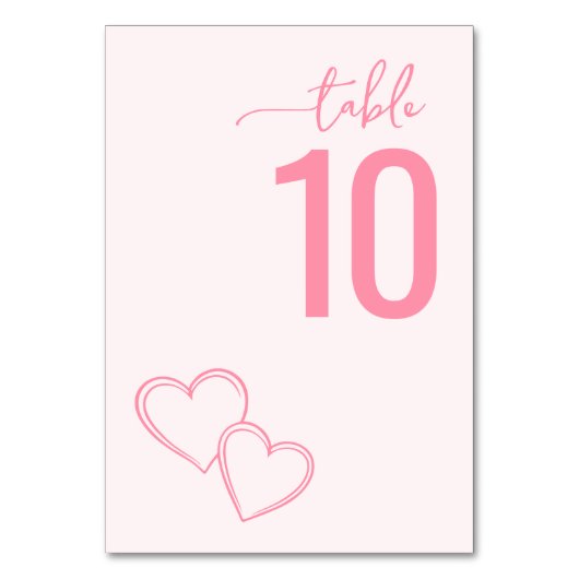 Soft Pink Minimalist Wedding Table Card テーブルナンバー (正面)