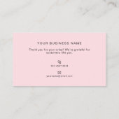 Soft Pink Modern Boutique Shop Thank You 名刺 (裏面)