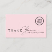 Soft Pink Modern Boutique Shop Thank You 名刺 (正面)