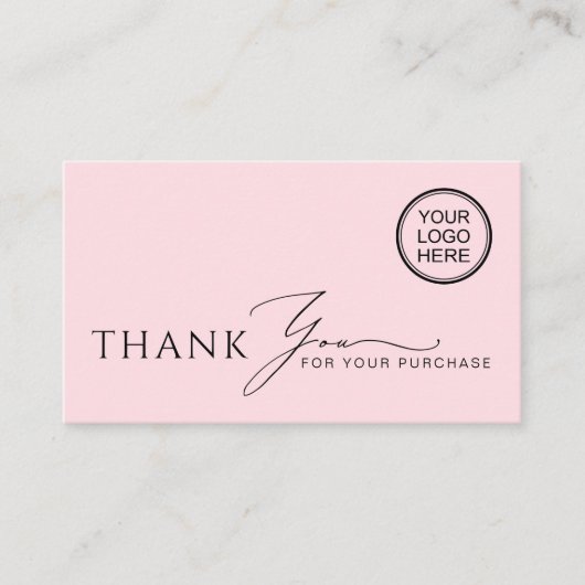 Soft Pink Modern Boutique Shop Thank You 名刺 (正面)