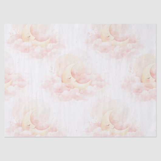 Soft Pink Moon Baby Shower Tissue Paper, Celestial 薄葉紙 (正面)