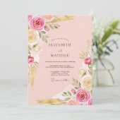 Soft Pink Ornate Botanical Wedding 招待状 (スタンド正面)