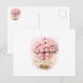 Soft Pink Peonies Bouquet Bloom With Love Postcard ポストカード (正面/裏面)