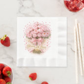 Soft Pink Peonies Bouquet – Paper Napkin 縁ありランチョンナプキン (インサイチュ)