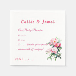 Soft Pink Peony & Eucalyptus Floral Unique Wedding スタンダードカクテルナプキン