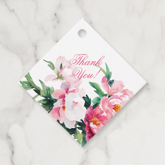 Soft Pink Peony & Eucalyptus Floral Wedding フェイバータグ (正面)