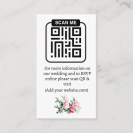 Soft Pink Peony & Eucalyptus Floral Wedding QR エンクロージャーカード