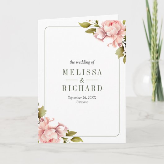 Soft Pink Peony Flowers Mason Jar QR Code Wedding 招待状 (正面)