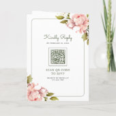 Soft Pink Peony Flowers Mason Jar QR Code Wedding 招待状 (裏面)