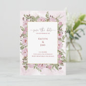 Soft Pink Peony Wedding Invitation セーブザデート (スタンド正面)