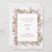 Soft Pink Peony Wedding Save the Date Card セーブザデート (正面)