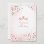 Soft Pink Princess Dress Floral Pearl Mis Quince 招待状 (裏面)