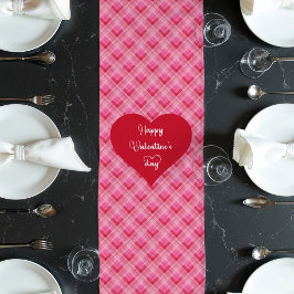 Soft Pink Red Hearts Love Gift Table Runner ロングテーブルランナー