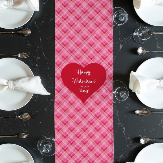 Soft Pink Red Hearts Love Gift Table Runner ロングテーブルランナー