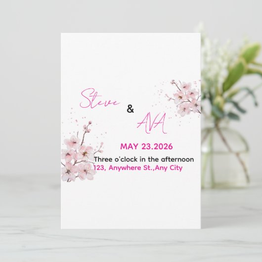 Soft Pink Romantic Wedding Invitation | Elegant &  招待状 (スタンド正面)