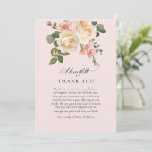 Soft Pink Rose Floral Christian Funeral Thank You サンキューカード (スタンド正面)