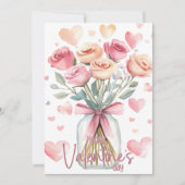 Soft pink rose jar with bow Happy Valentines Day シーズンカード (正面)