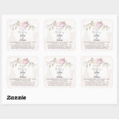 Soft Pink Roses & Bride and Groom Collection スクエアシール (シート)