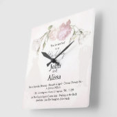 Soft Pink Roses & Bride and Groom Collection スクエア壁時計 (傾斜)
