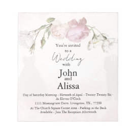Soft Pink Roses & Bride and Groom Collection ノートパッド