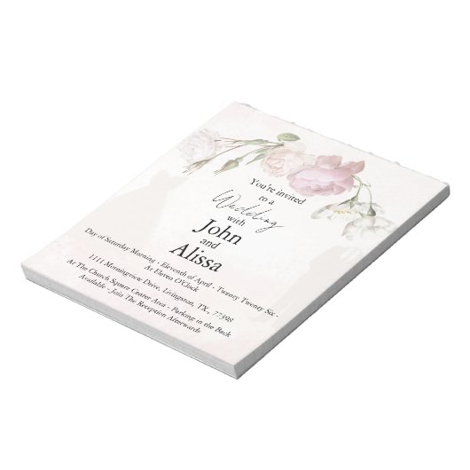 Soft Pink Roses & Bride and Groom Collection ノートパッド (回転)