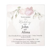 Soft Pink Roses & Bride and Groom Collection ノートパッド (正面)