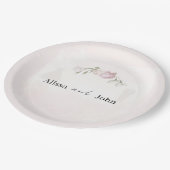 Soft Pink Roses & Bride and Groom Collection ペーパープレート (アングル)