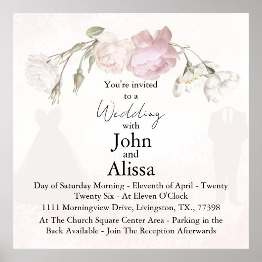 Soft Pink Roses & Bride and Groom Collection ポスター (正面)