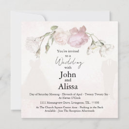 Soft Pink Roses & Bride and Groom Collection 案内状