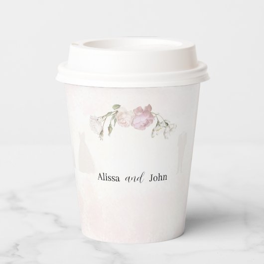 Soft Pink Roses & Bride and Groom Collection 紙コップ (裏面)