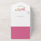 Soft Pink Roses Floral QR Code Wedding オールインワン招待状 (外側)