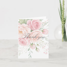 soft pink roses floral thank you card サンキューカード